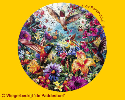 Yiwu Kolibri&#039;s in  Bloemenveld - G - Legpuzzel hout