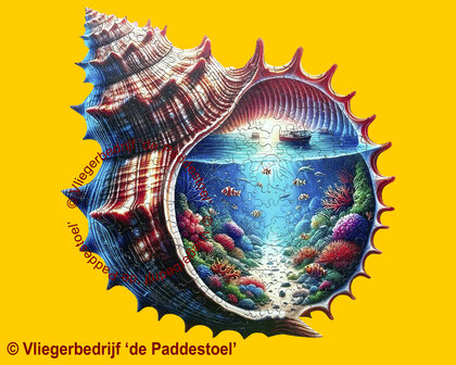 Yiwu Zee in een Schelp Legpuzzel hout