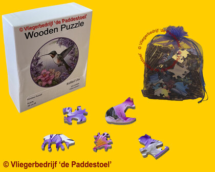 Yiwu Kolibri-Lila Bloemen Legpuzzel hout
