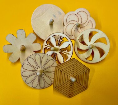 Zelfkleur tol set van 8 stuks - Hout