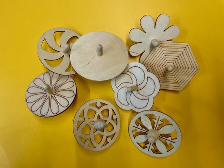 Zelfkleur tol set van 8 stuks - Hout