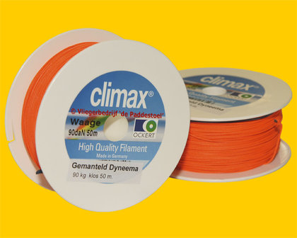 90 kg Oranje - 50 meter  Climax Gemanteld Dyneema