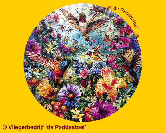 Yiwu Kolibri's in  Bloemenveld - G - Legpuzzel hout