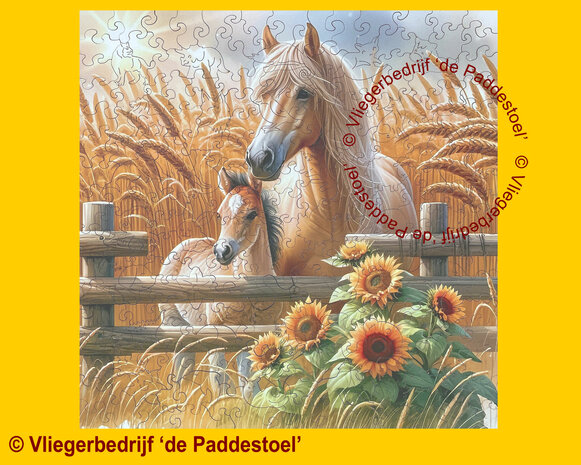 Yiwu Paarden in het Graan Legpuzzel hout