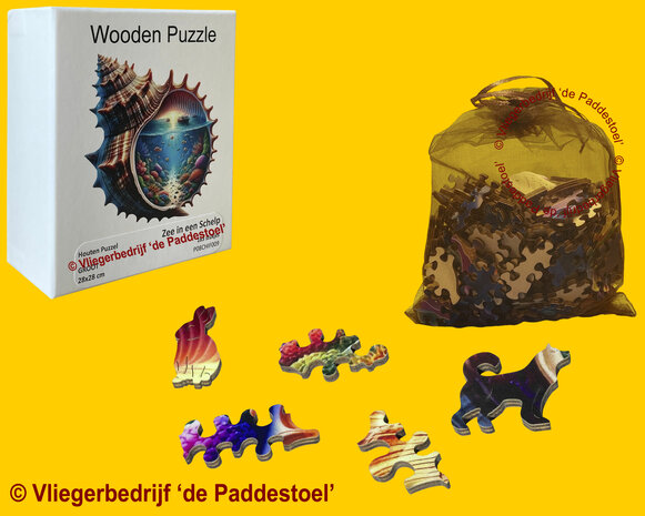 Yiwu Zee in een Schelp Legpuzzel hout