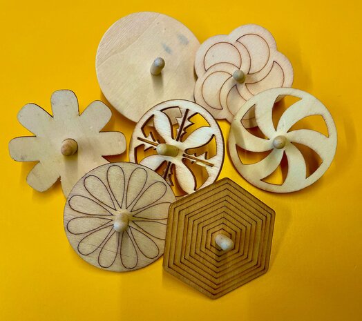 Zelfkleur tol set van 8 stuks - Hout